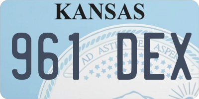 KS license plate 961DEX