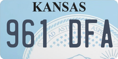 KS license plate 961DFA