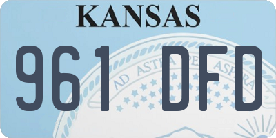 KS license plate 961DFD