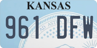 KS license plate 961DFW