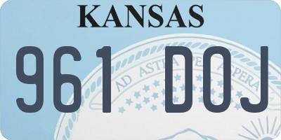 KS license plate 961DOJ