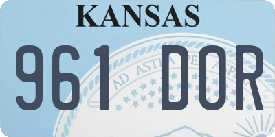 KS license plate 961DOR