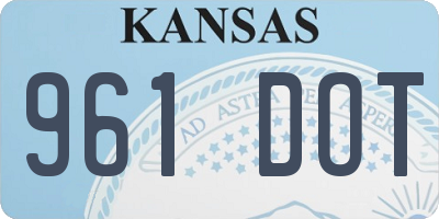 KS license plate 961DOT