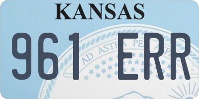 KS license plate 961ERR