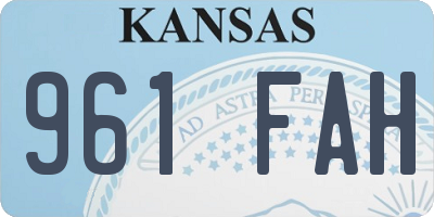 KS license plate 961FAH