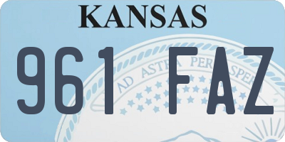KS license plate 961FAZ