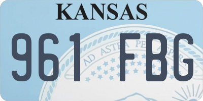 KS license plate 961FBG