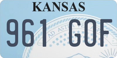 KS license plate 961GOF