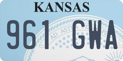 KS license plate 961GWA