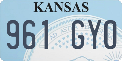 KS license plate 961GYO