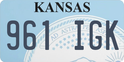 KS license plate 961IGK