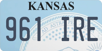 KS license plate 961IRE