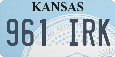 KS license plate 961IRK