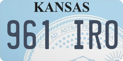 KS license plate 961IRO