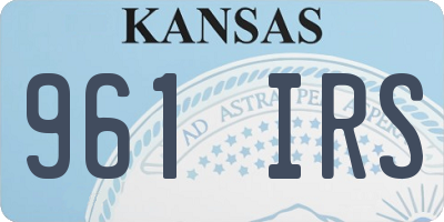 KS license plate 961IRS