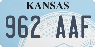 KS license plate 962AAF