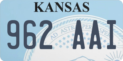 KS license plate 962AAI