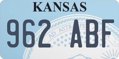 KS license plate 962ABF