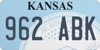 KS license plate 962ABK