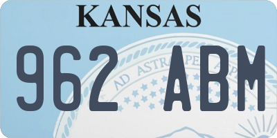 KS license plate 962ABM