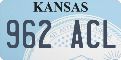 KS license plate 962ACL