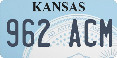 KS license plate 962ACM