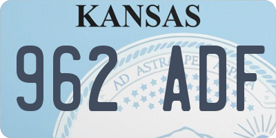 KS license plate 962ADF
