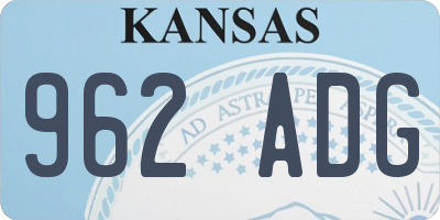 KS license plate 962ADG