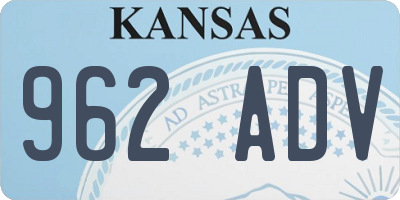 KS license plate 962ADV