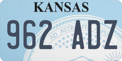 KS license plate 962ADZ