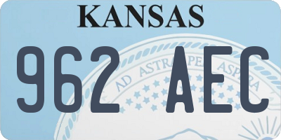 KS license plate 962AEC
