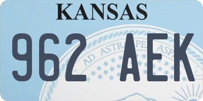 KS license plate 962AEK
