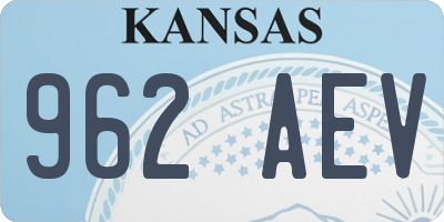 KS license plate 962AEV