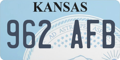 KS license plate 962AFB