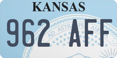 KS license plate 962AFF