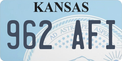 KS license plate 962AFI