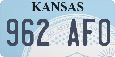 KS license plate 962AFO