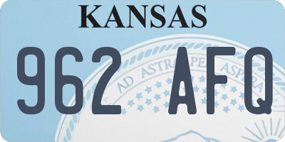 KS license plate 962AFQ