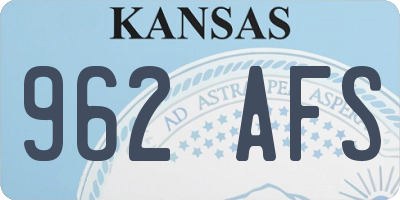 KS license plate 962AFS