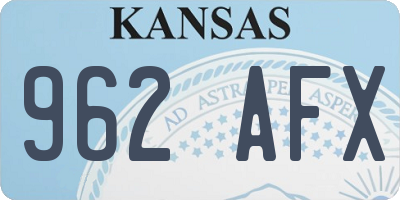 KS license plate 962AFX