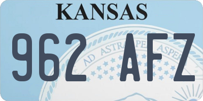 KS license plate 962AFZ