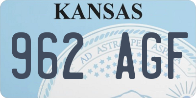 KS license plate 962AGF