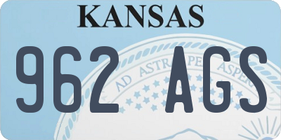 KS license plate 962AGS