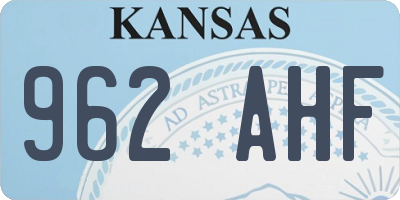 KS license plate 962AHF