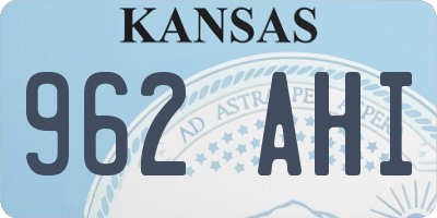KS license plate 962AHI