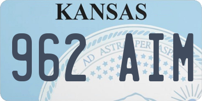 KS license plate 962AIM