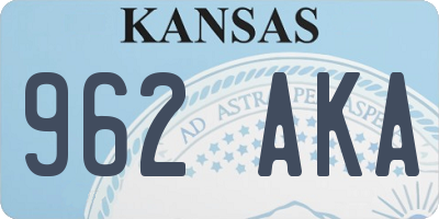 KS license plate 962AKA