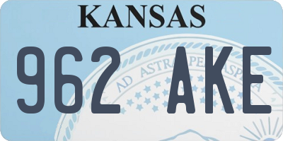 KS license plate 962AKE