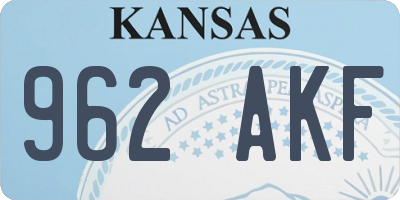 KS license plate 962AKF