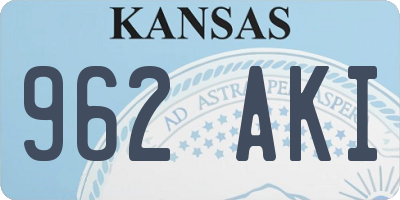 KS license plate 962AKI
